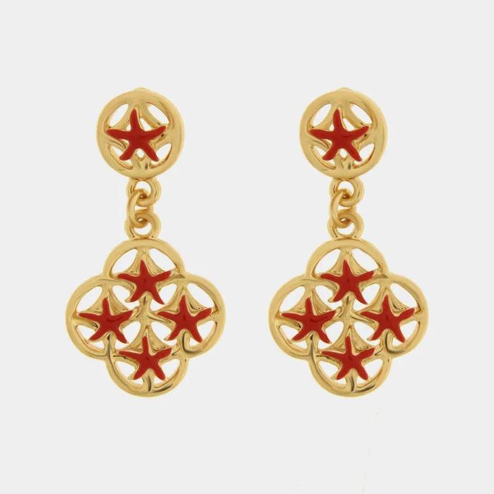 Orecchini in Metallo maioliche con stelle marine rosse