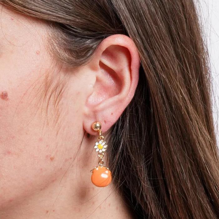 Orecchini in Metallo con margherite e charm a forma di limone e arancia