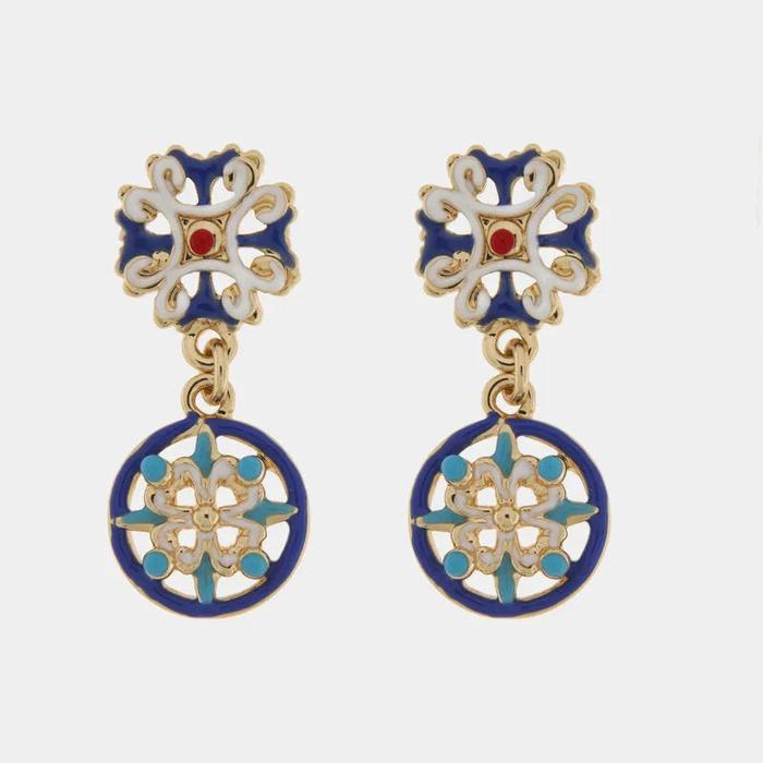 Orecchini in Metallo con maioliche blu