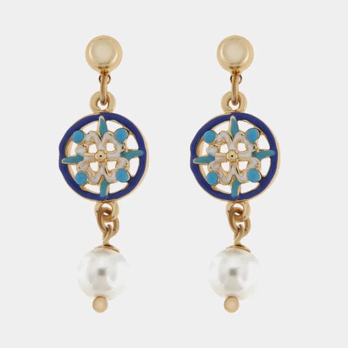 Orecchini in Metallo maioliche blu e azzurre