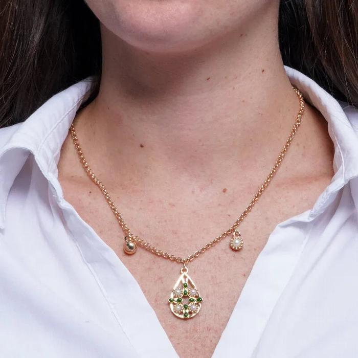 Collana in Metallo a goccia con maiolica verde