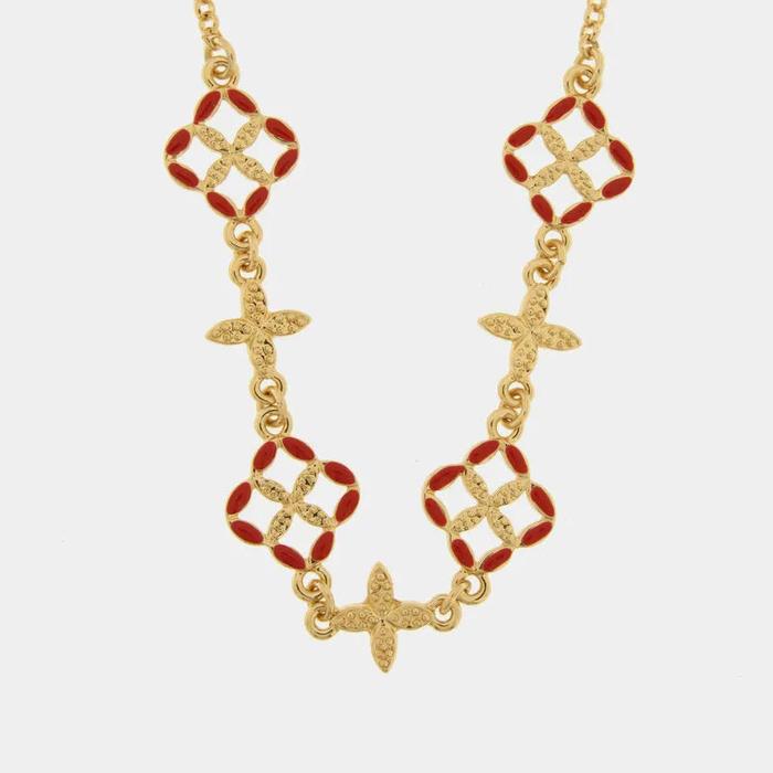 Collana in Metallo maioliche rosse