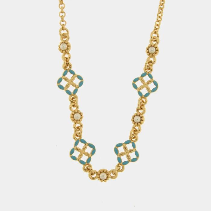 Collana in Metallo maioliche azzurre