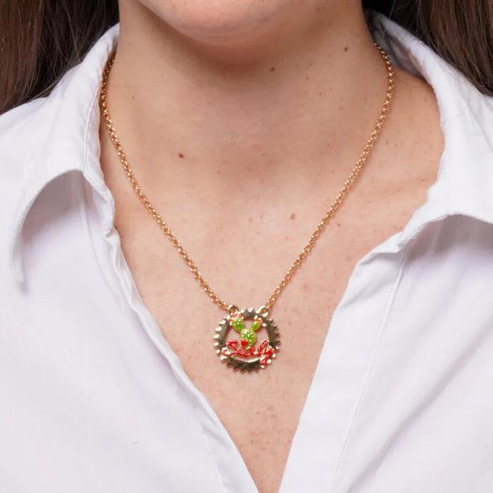Collana in Metallo con scritta Sicily e Fico