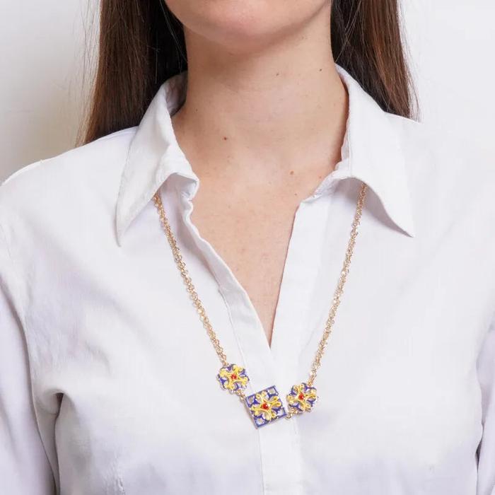 Collana in Metallo con maioliche siciliane