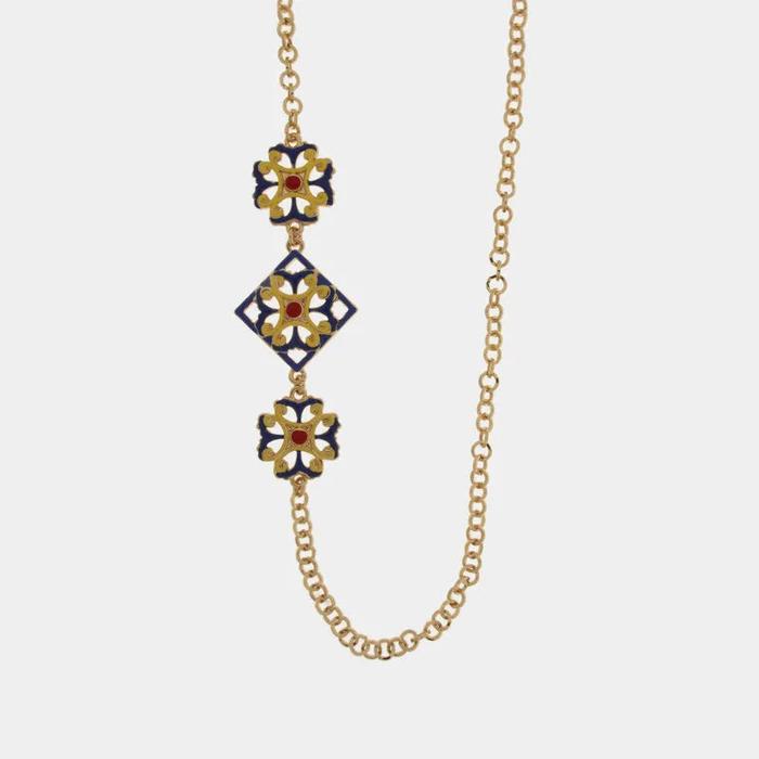 Collana in Metallo con maioliche siciliane