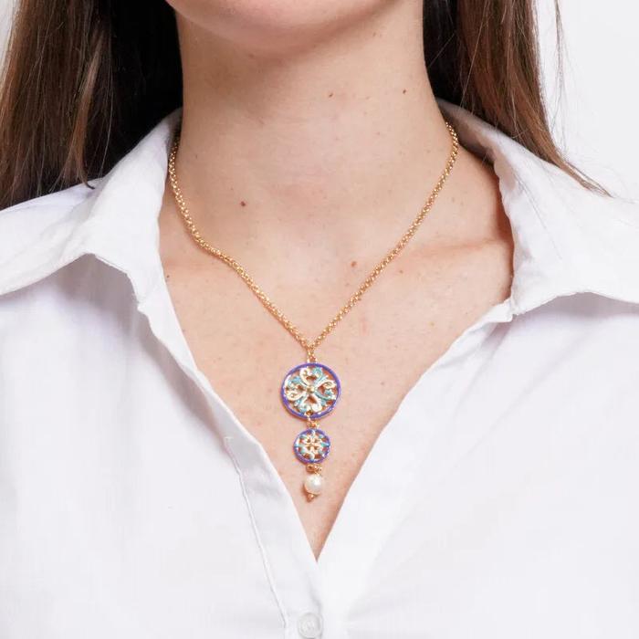 Collana in Metallo maioliche siciliane pendenti