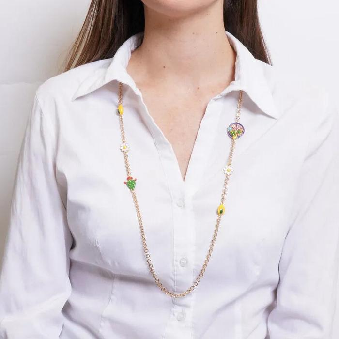 Collana in Metallo con limone e margherita