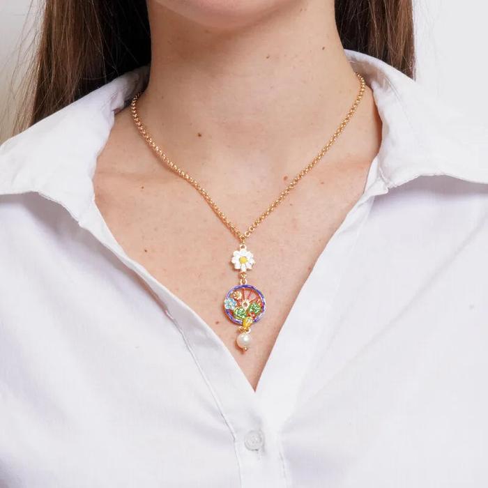 Collana in Metallo con ciondoli pendenti ruota