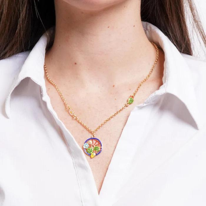 Collana in Metallo con margherita e ruota di