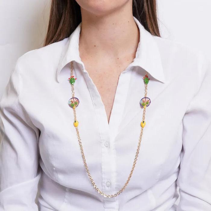Collana in Metallo con fico d'india, limoni