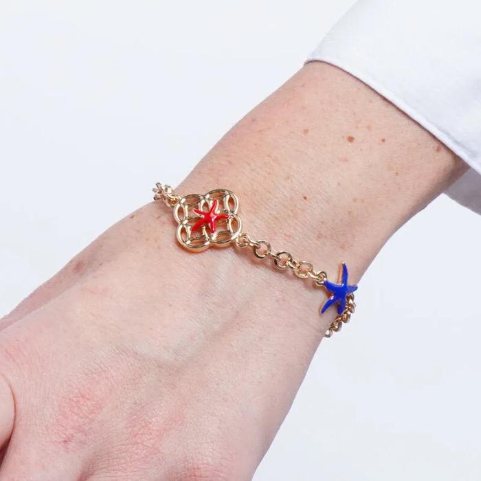 Bracciale in Metallo stelle marine rosse e blu