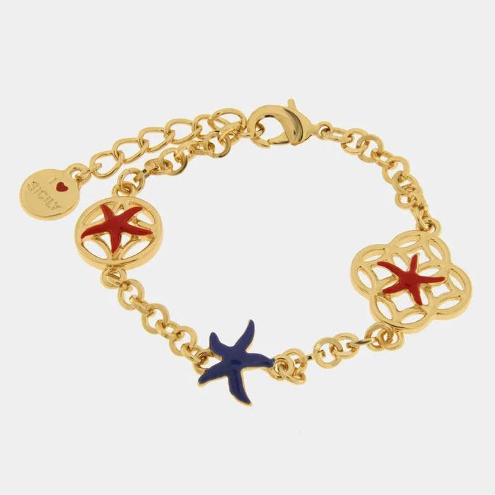 Bracciale in Metallo stelle marine rosse e blu