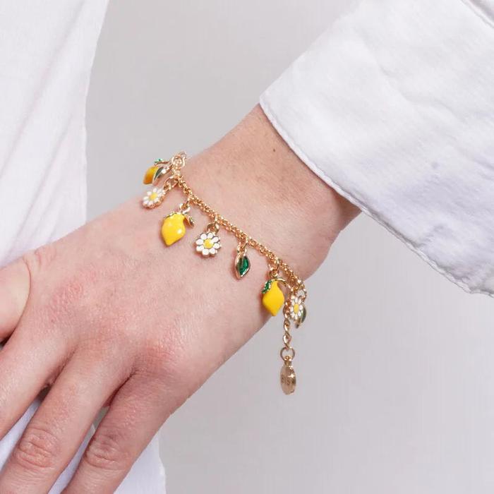 Bracciale in Metallo con limoni e margherite