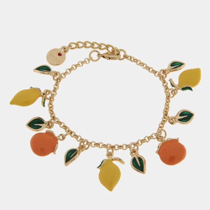 Bracciale in Metallo con limoni, arance e foglie verdi