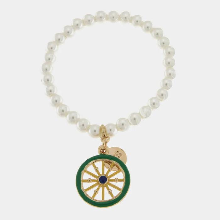 Bracciale in Metallo elastico con ruota di carro siciliano
