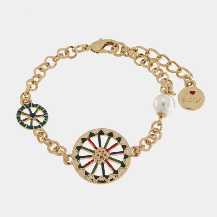 Bracciale in Metallo con ruote di carro dai colori