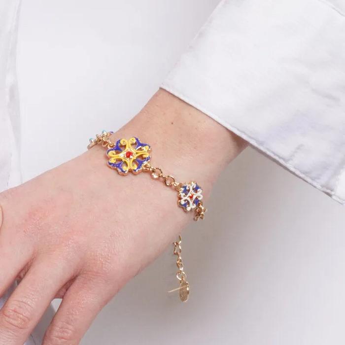 Bracciale in Metallo con maioliche siciliane