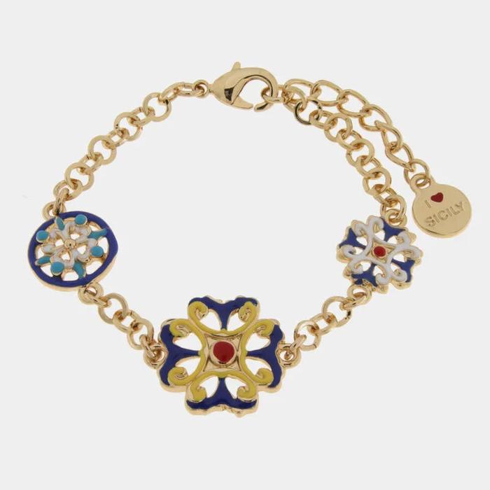 Bracciale in Metallo con maioliche siciliane