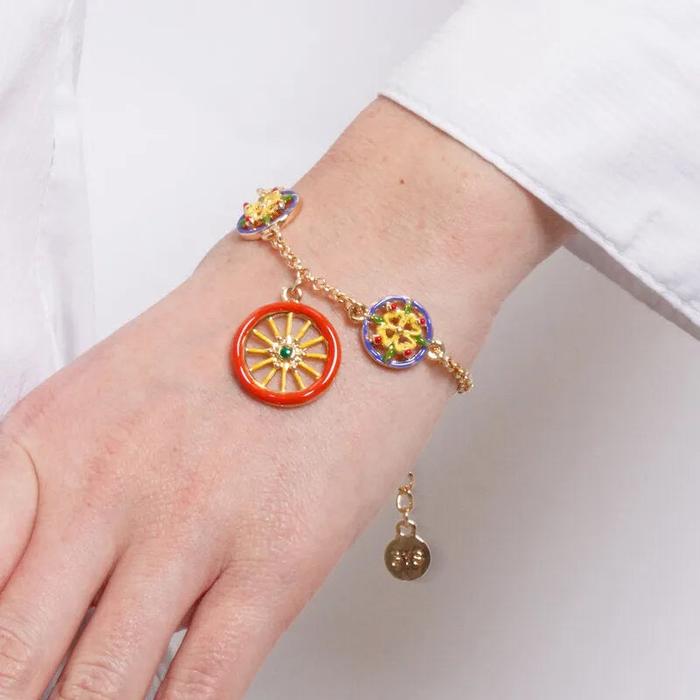 Bracciale in Metallo con ciondoli maioliche siciliane
