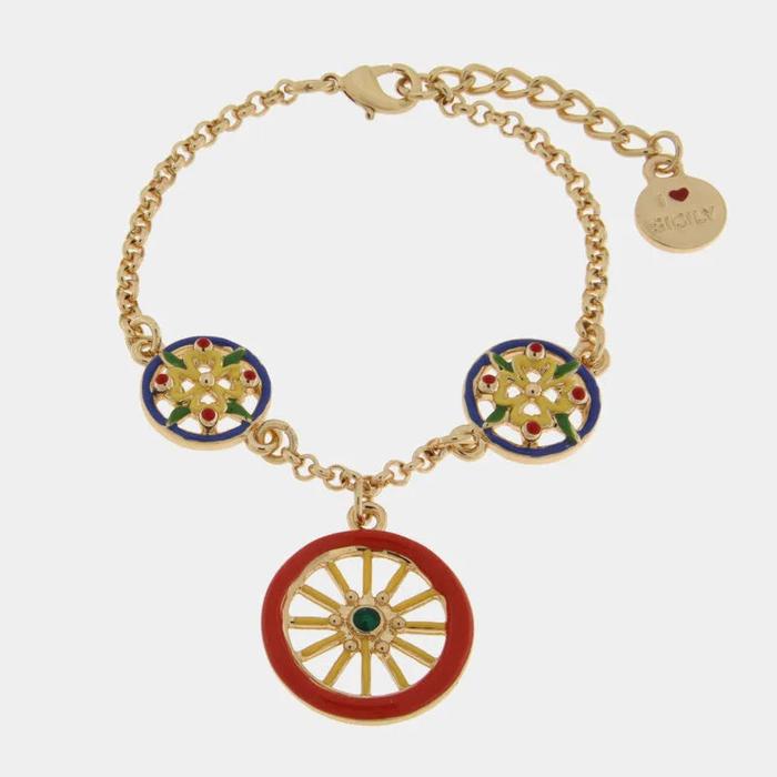 Bracciale in Metallo con ciondoli maioliche siciliane
