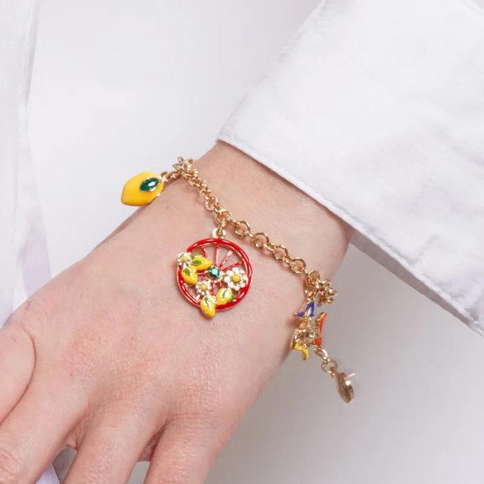 Bracciale in Metallo ruota rossa con limoni