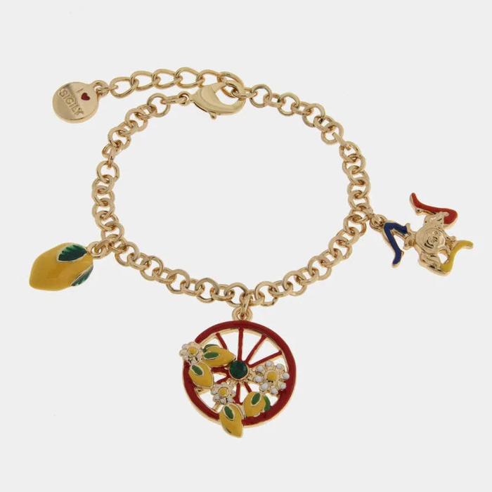 Bracciale in Metallo ruota rossa con limoni