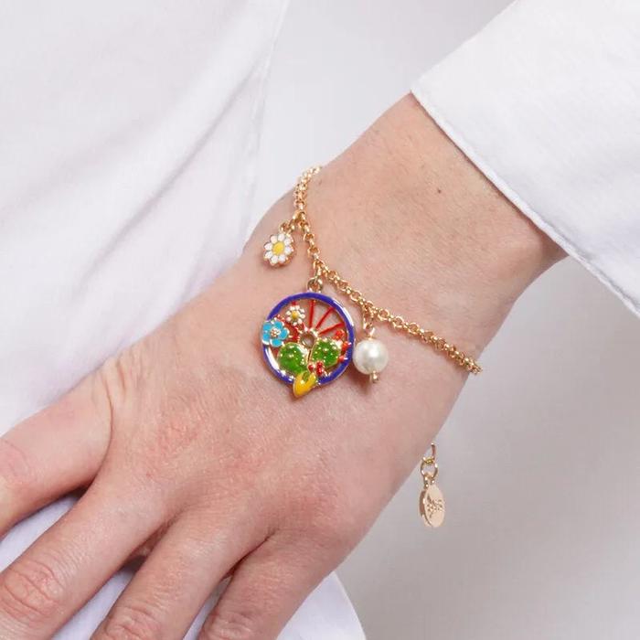 Bracciale in Metallo con ciondoli pendenti ruota e limoni