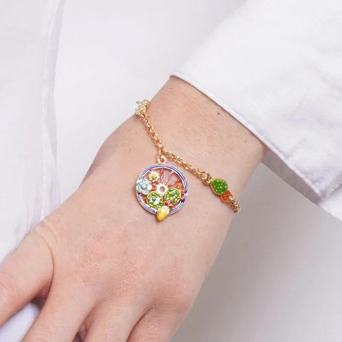 Bracciale in Metallo con ciondoli ruota di carro e limoni