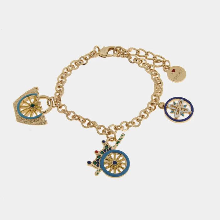 Bracciale in Metallo con ciondoli siciliani smaltati