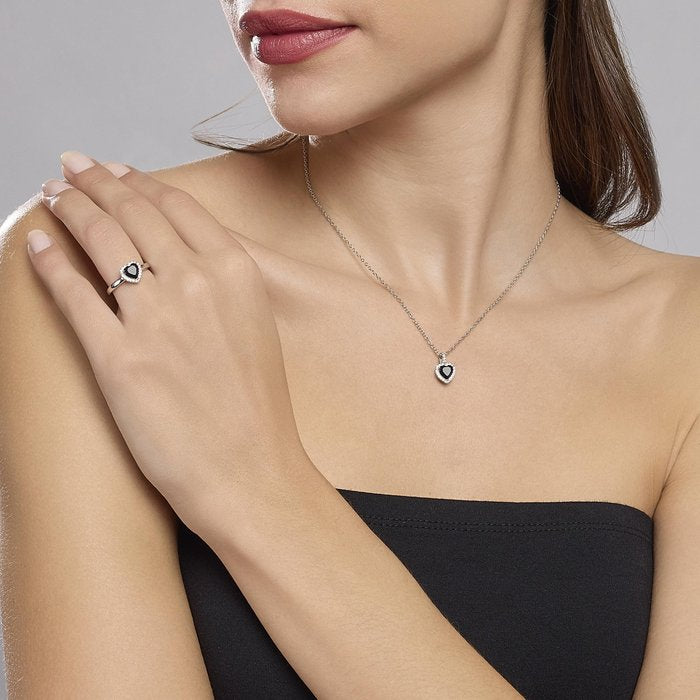 Anello con cuore nero LOVE AFFAIR
