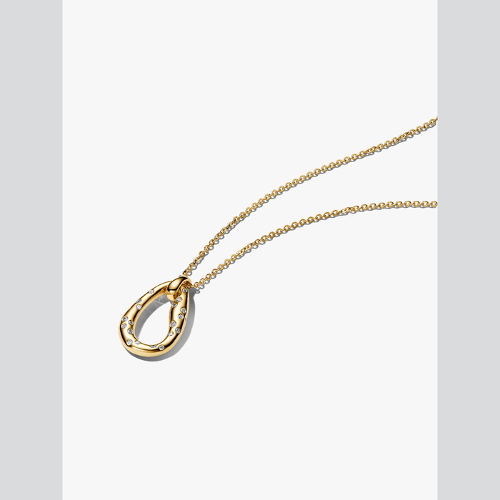 Collane e Pendenti Collana Ovale Linea Sinuosa con Pietre Luminose