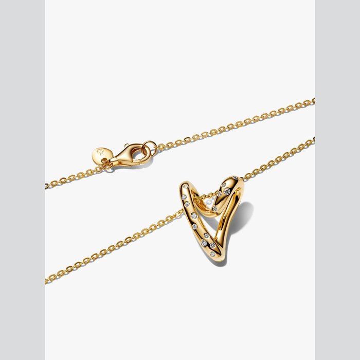 Collane e Pendenti Collana Cuore Linea Sinuosa con Pietre Luminose