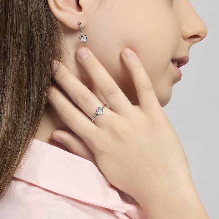 Anello in argento con cuore pavè MON AMOUR