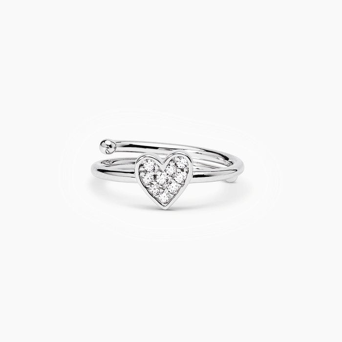Anello in argento con cuore pavè MON AMOUR