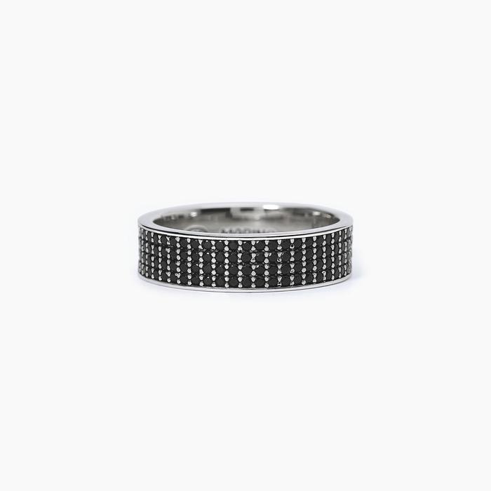 Anello pavè in argento BLACK CODE