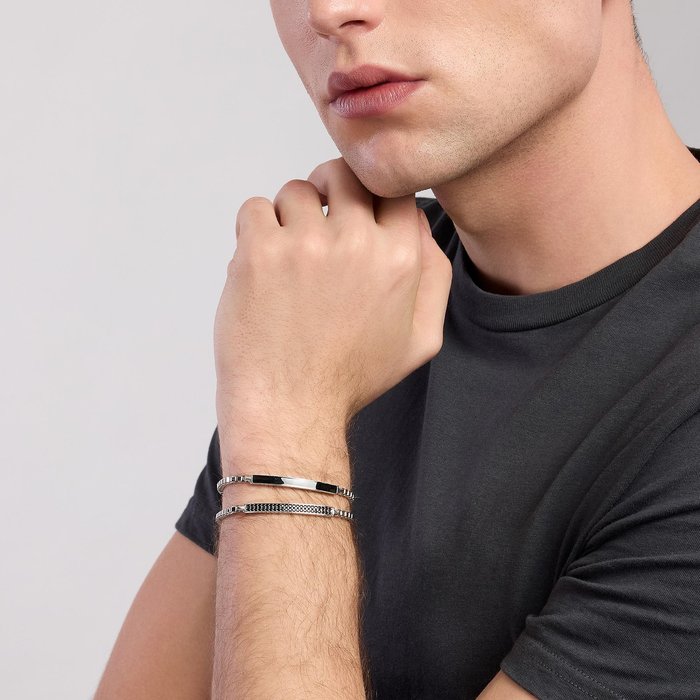 Bracciale con catena veneta e piastra in pavè COSMOPOLITAN