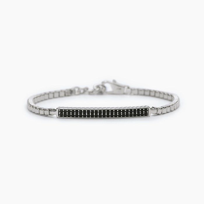 Bracciale con catena veneta e piastra in pavè COSMOPOLITAN