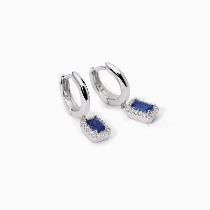 Orecchini in argento a cerchio con zaffiri sintetici COOL OR RÉTRO?