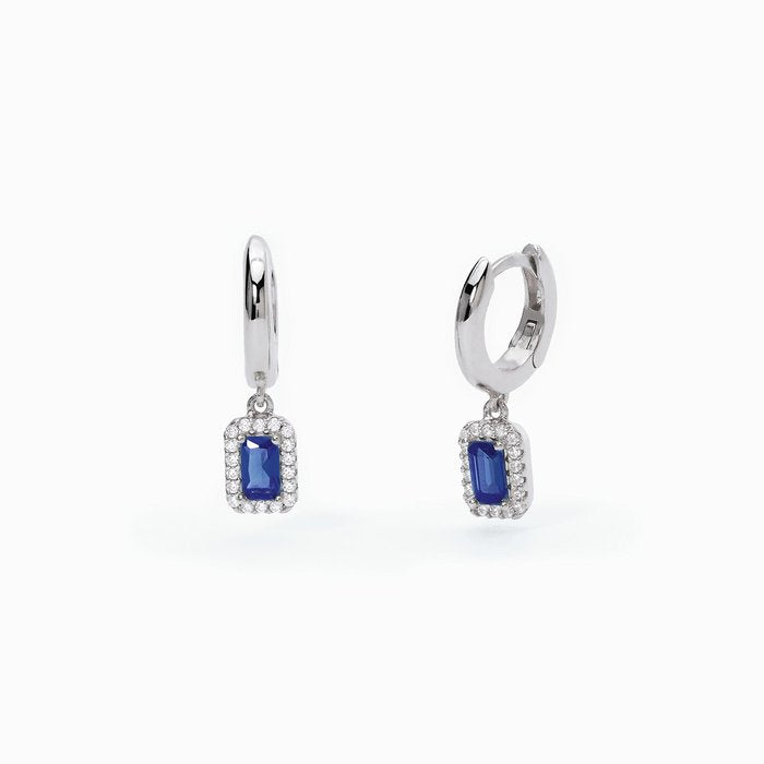 Orecchini in argento a cerchio con zaffiri sintetici COOL OR RÉTRO?