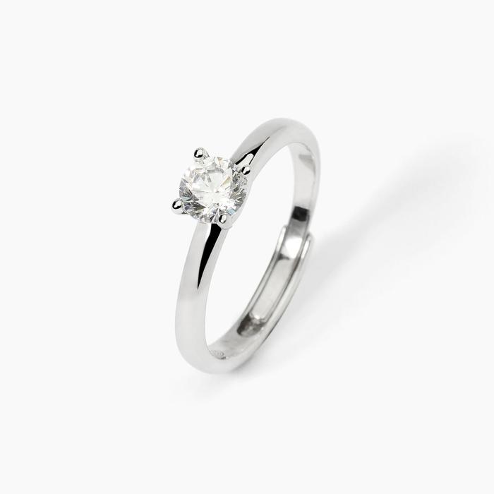 Anello solitario in argento con zircone SOLITAIRE
