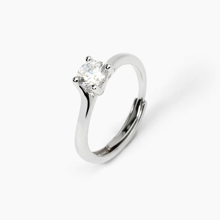 Anello in argento abbraccio con zircone SOLITAIRE