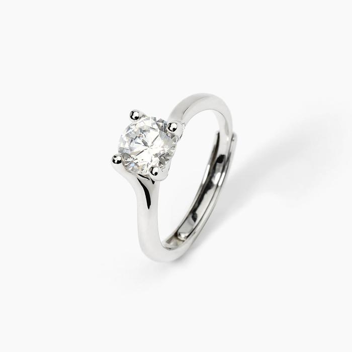 Anello solitario in argento abbraccio con zircone SOLITAIRE