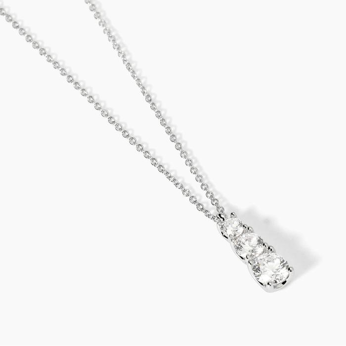 Girocollo in argento con catena forzatina e zirconi bianchi TRILOGY