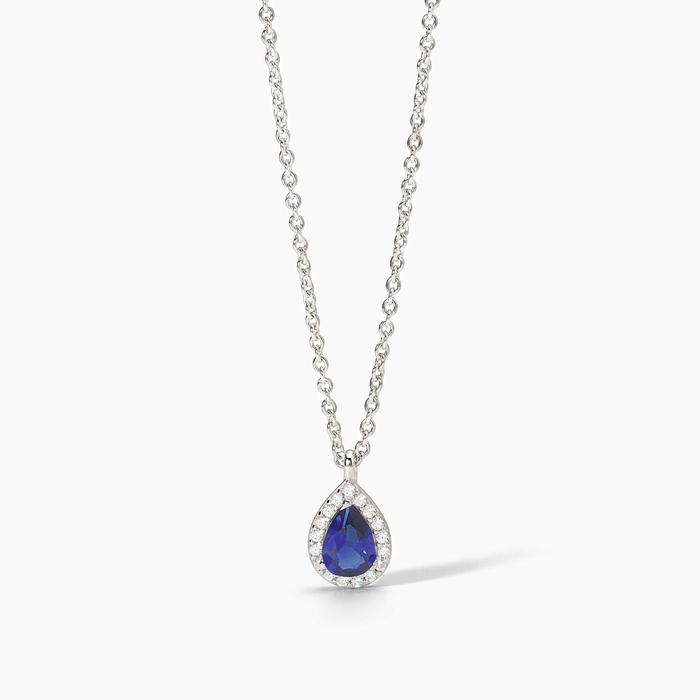 Girocollo in argento con zaffiro sintetico e zirconi COOL OR RÉTRO?