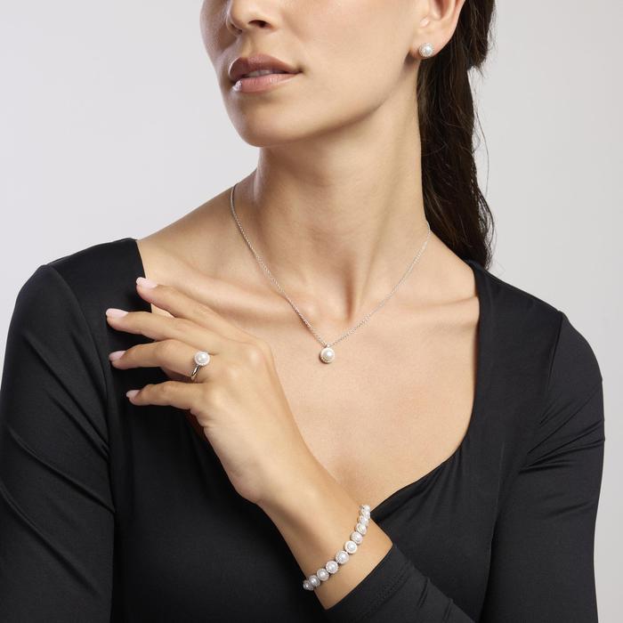 Girocollo in argento con perla coltivata e zirconi MILANESIENNE