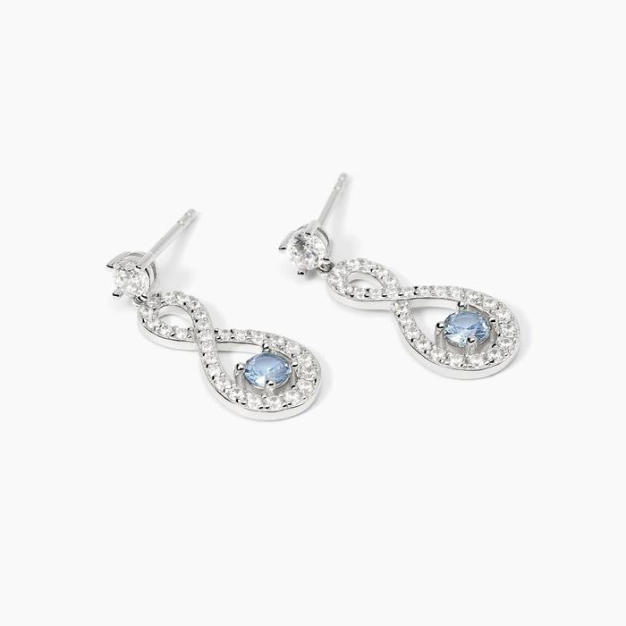 Orecchini in argento con infinito e acquamarina ENDLESS