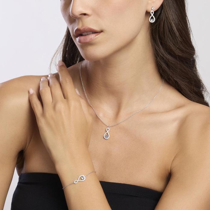 Orecchini in argento con infinito e acquamarina ENDLESS