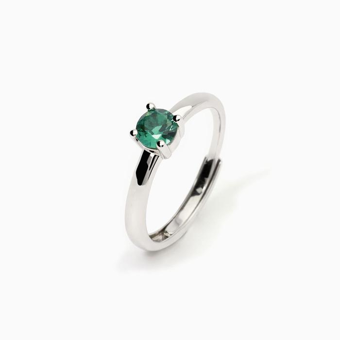 Anello donna in argento con smeraldo sintetico Isabel