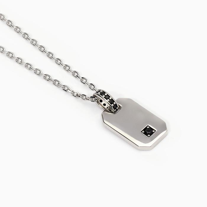 Collana da uomo in argento con ciondolo ottagonale e zirconi neri Primo Capitano